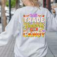 Teacher Cute Will Trade Students For Candy Halloween Costume Women's Sweatshirt Back Print Ash
