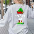 Teacher Elf Matching Family Christmas Women Men Women's Sweatshirt Back Print Ash Teacher Elf Matching Family Christmas Women Men Women's Sweatshirt Back Print Ash