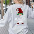 Teacher Gnome Xmas Family Matching Plaid Christmas Gnomes Women's Sweatshirt Back Print Ash
