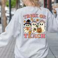 Teacher Halloween Trick Or Teach Cute Ghost Coffee Pumpkins Women's Sweatshirt Back Print Ash Teacher Halloween Trick Or Teach Cute Ghost Coffee Pumpkins Women's Sweatshirt Back Print Ash
