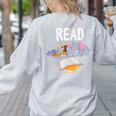 Teacher Library Read Book Club Piggie Elephant Pigeons Men Women Kids Women's Sweatshirt Back Print Ash