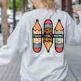 Teacher Life Teach Love Inspire Pencils Inspirational Women Women's Sweatshirt Back Print Ash