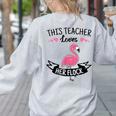 This Teacher Loves Her Flock Cute Flamingo Teacher Women's Sweatshirt Back Print Ash