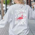 This Teacher Loves Her Flock Flamingo Teacher Class Women's Sweatshirt Back Print Ash This Teacher Loves Her Flock Flamingo Teacher Class Women's Sweatshirt Back Print Ash