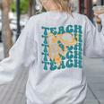 Teacher Outer Space Science Astronomy Planet Saturn Teach Women's Sweatshirt Back Print Ash