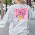 Teacher Pencil Back To School Groovy Pink Teacher First Day Women's Sweatshirt Back Print Ash