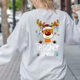 Teacher Squad Red Plaid Rudolph Reindeer Christmas Women's Sweatshirt Back Print Ash