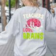 Teachers Love Brains Skeleton Halloween Teacher Funny Women's Sweatshirt Back Print Ash Teachers Love Brains Skeleton Halloween Teacher Funny Women's Sweatshirt Back Print Ash