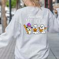 Teaching My Boos Ghost Teacher Halloween Spooky Educator Women's Sweatshirt Back Print Ash
