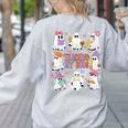 Teaching My Boos Teacher Cute Ghost Groovy Teacher Halloween Women's Sweatshirt Back Print Ash