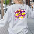 Teaching Is My Superpower Retro Comic Super Teacher Women's Sweatshirt Back Print Ash