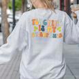 Teaching Is My Superpower Vintage Groovy University Teacher Women's Sweatshirt Back Print Ash