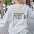 Team Pre-K Camo Pre-K Teacher Camouflage Women's Sweatshirt Back Print Ash Team Pre-K Camo Pre-K Teacher Camouflage Women's Sweatshirt Back Print Ash