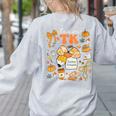 Team TK Crew Preppy Coquette Bow Pumpkin Fall TK Teacher Women's Sweatshirt Back Print Ash
