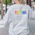 Testing Mode On Testing Day Motivational Teacher Kids Women's Sweatshirt Back Print Ash Testing Mode On Testing Day Motivational Teacher Kids Women's Sweatshirt Back Print Ash