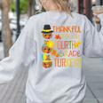 Thankful For My 4th Grade Turkey Thanksgiving Turkey Teacher Women's Sweatshirt Back Print Ash