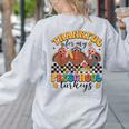 Thankful For My Preschool Turkeys Thanksgiving Teacher Fall Women's Sweatshirt Back Print Ash