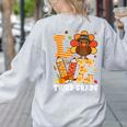 Thanksgiving Love Third Grade Teacher Turkey Autumn Fall Men Women Girls Kids Women's Sweatshirt Back Print Ash
