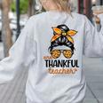 Thanksgiving Shirt Teacher Women Messy Bun Thankful Teacher Women's Sweatshirt Back Print Ash Thanksgiving Shirt Teacher Women Messy Bun Thankful Teacher Women's Sweatshirt Back Print Ash