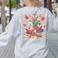 Thanksgiving Teacher Books Turkey Reading Book Women's Sweatshirt Back Print Ash Thanksgiving Teacher Books Turkey Reading Book Women's Sweatshirt Back Print Ash