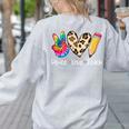 Tie Dye Hippie Peace Love Teach Teacher Appreciation Women's Sweatshirt Back Print Ash Tie Dye Hippie Peace Love Teach Teacher Appreciation Women's Sweatshirt Back Print Ash