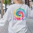 Tie Dye Prek Teacher Rainbow Preschool Back To School Girl Women's Sweatshirt Back Print Ash Tie Dye Prek Teacher Rainbow Preschool Back To School Girl Women's Sweatshirt Back Print Ash