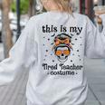 This Is My Tired Teacher Costume Skull Halloween Messy Bun Women's Sweatshirt Back Print Ash This Is My Tired Teacher Costume Skull Halloween Messy Bun Women's Sweatshirt Back Print Ash