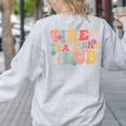 Tired Teachers Club Groovy Teachers Back To School Tee Women's Sweatshirt Back Print Ash Tired Teachers Club Groovy Teachers Back To School Tee Women's Sweatshirt Back Print Ash