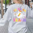 Trick Or Teach Groovy Halloween Teachers Women's Sweatshirt Back Print Ash Trick Or Teach Groovy Halloween Teachers Women's Sweatshirt Back Print Ash