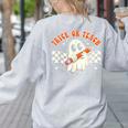 Trick Or Teach Groovy Retro Ghost Halloween Teacher Kids Women's Sweatshirt Back Print Ash Trick Or Teach Groovy Retro Ghost Halloween Teacher Kids Women's Sweatshirt Back Print Ash