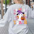 Trick Or Teach Groovy Teacher Ghost Halloween Teacher Women's Sweatshirt Back Print Ash Trick Or Teach Groovy Teacher Ghost Halloween Teacher Women's Sweatshirt Back Print Ash