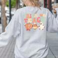 Trick Or Teach Pumpkin Candy Corn Ghost Halloween Teacher Women's Sweatshirt Back Print Ash Trick Or Teach Pumpkin Candy Corn Ghost Halloween Teacher Women's Sweatshirt Back Print Ash