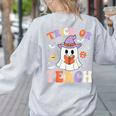 Trick Or Teach Teacher Groovy Ghost Halloween Teacher Women's Sweatshirt Back Print Ash Trick Or Teach Teacher Groovy Ghost Halloween Teacher Women's Sweatshirt Back Print Ash