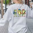 Trio Cute Frogs Welcome Back To School Teachers Girls Boys Women's Sweatshirt Back Print Ash Trio Cute Frogs Welcome Back To School Teachers Girls Boys Women's Sweatshirt Back Print Ash