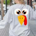 Turkey Face Halloween Costume Thanksgiving Teacher Nurse Women's Sweatshirt Back Print Ash
