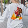 Turkey Reading Books Fall Thanksgiving Teacher Book Women's Sweatshirt Back Print Ash Turkey Reading Books Fall Thanksgiving Teacher Book Women's Sweatshirt Back Print Ash