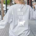 Un Deux Trois Cat Shirt French Teacher Women's Sweatshirt Back Print Ash