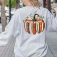 Vintage Book Pumpkin Autumn Fall Librarians Bookworm Teacher Women's Sweatshirt Back Print Ash