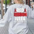 We Wear Red For Red Ribbon Week Awareness Mothers Teachers Women's Sweatshirt Back Print Ash We Wear Red For Red Ribbon Week Awareness Mothers Teachers Women's Sweatshirt Back Print Ash