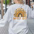 Wild About Reading Teacher Back To School Leopard Rainbow Women's Sweatshirt Back Print Ash