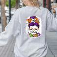 Witchy Teacher Halloween Messy Bun Teacher Bleached Women's Sweatshirt Back Print Ash Witchy Teacher Halloween Messy Bun Teacher Bleached Women's Sweatshirt Back Print Ash