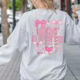 Women Teacher In Progress Coquette Pink Bow Future Teacher Women's Sweatshirt Back Print Ash