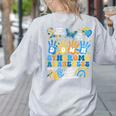 World Down Syndrome Day Awareness T21 Teacher Women Men Kids Women's Sweatshirt Back Print Ash