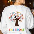 100 Days In The Books Reading Teacher 100th Day Of School Women's Sweatshirt Back Print White