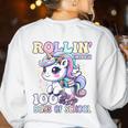 100 Days Of School Girls Teacher 100th Day Unicorn Outfit Women's Sweatshirt Back Print White 100 Days Of School Girls Teacher 100th Day Unicorn Outfit Women's Sweatshirt Back Print White