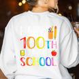 100 Days Of School Teacher And Student Women's Sweatshirt Back Print White