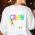 100th Day Of School Get Your Cray On Teacher Women's Sweatshirt Back Print White 100th Day Of School Get Your Cray On Teacher Women's Sweatshirt Back Print White