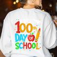 100th Day Of School Teachers Kids Happy 100 Days Women's Sweatshirt Back Print White 100th Day Of School Teachers Kids Happy 100 Days Women's Sweatshirt Back Print White