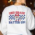 2nd Grade Batter Up Back To School Baseball Teacher Kids Women's Sweatshirt Back Print White