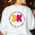 3K Team & Teacher Squad Threes Crew PreK Elementary Team Women's Sweatshirt Back Print White